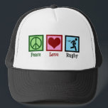 Casquette Rugby Peace Love<br><div class="desc">Peace Love Rugby. Un cadeau d'équipe de sport de rugby cool pour un joueur avec une ligue de football ou une union.</div>