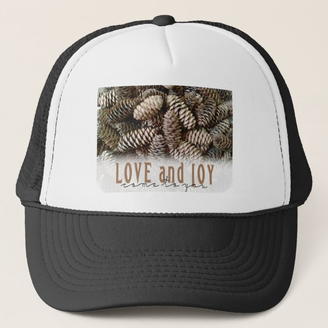 Casquette Rustic Holiday Love and Joy Pine Cone (Devant)