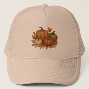 Casquette Rustique Automne/Automne citrouille et feuille