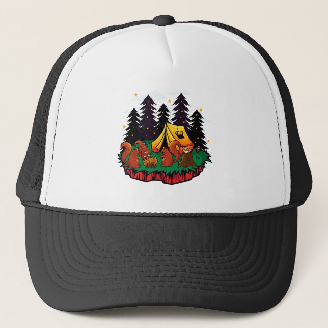 Casquette S’more de plaisir avec cet écureuil de camping (Devant)