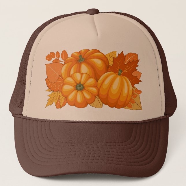 Casquette Saison d'automne Halloween Citrouille Motif (Devant)