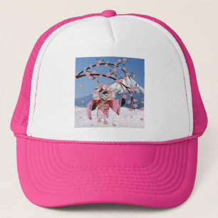 Casquette Sakura Geisha Bird dans les fleurs de cerisiers de