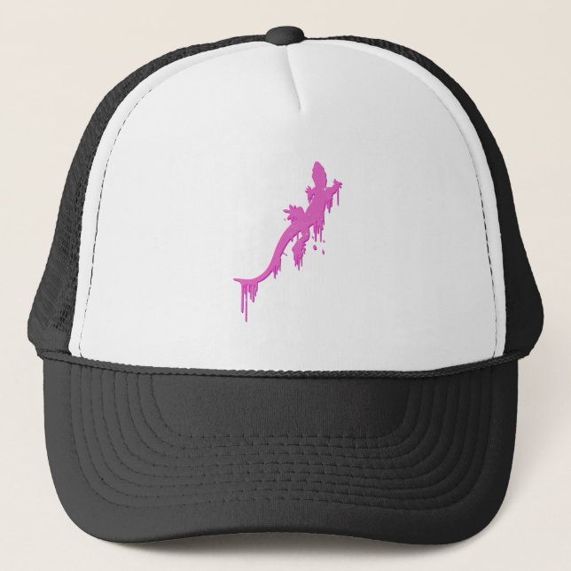 Casquette Salamandre Rose Distressée Avec Lavette De Peintur (Devant)