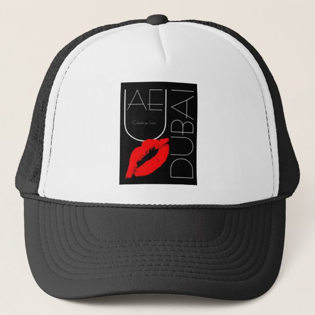 Casquette Salutations de Dubai UAE Red Lipstick Kiss (Devant)