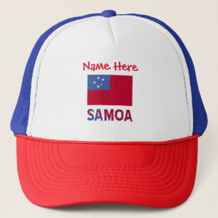 Casquette Samoa et Samoan Drapeau Personnalisation rouge