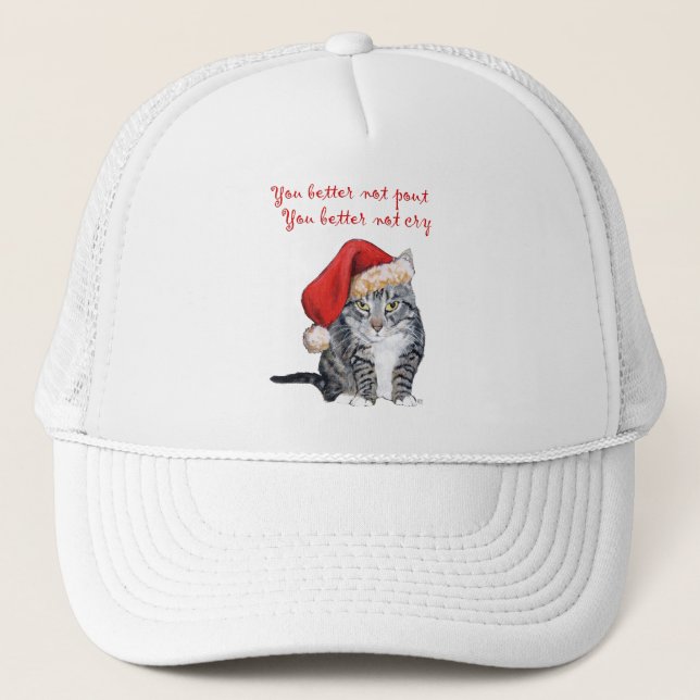 Casquette Santa Chat - Vous feriez mieux de ne pas bouder ! (Devant)