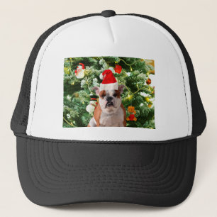 Casquette Santa Hat Bulldog Christmas Tree Snowman boîte cad