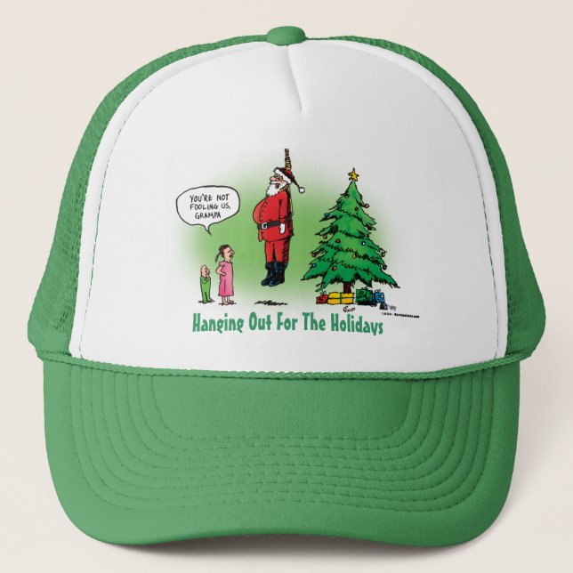 Casquette Santa suspendu dessin animé tordu (Devant)