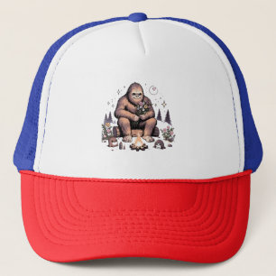 Casquette Sasquatch tenant des fleurs