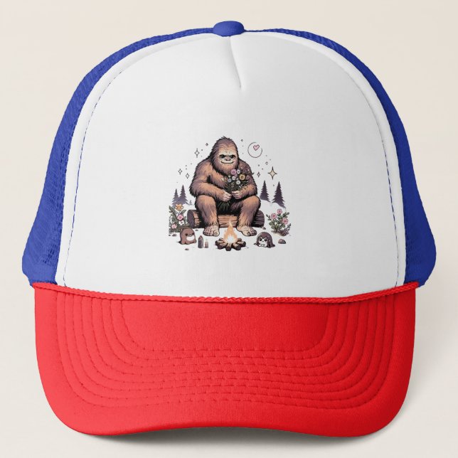 Casquette Sasquatch tenant des fleurs (Devant)