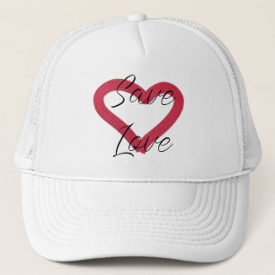 Casquette sauver l'amour. le texte. le coeur.