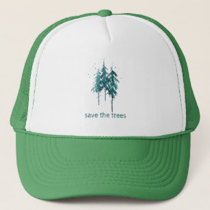 Casquette Sauvez les arbres Pins d'aquarelle bleu-vert simpl