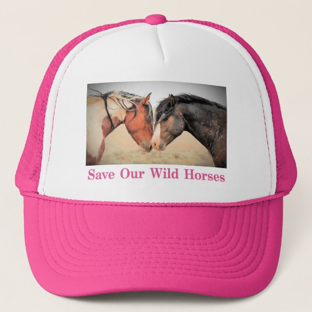Casquette Sauvez nos Chevaux sauvages Chaud Pink Trucker Cha (Devant)