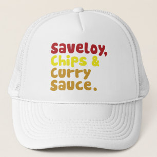 Casquette Saveloy, chips & Curry Sauce.