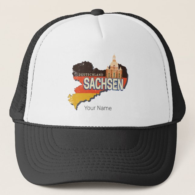 Casquette Saxe Allemagne Retro State Map Souvenir Vintage (Devant)