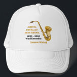 Casquette Saxophone High School Band Gold Personnalisé<br><div class="desc">Ce casquette de graduation de la fanfare du lycée d'or moderne et personnalisé porte le nom de l'élève et du groupe sous l'instrument du saxophone. Customisez les membres symphoniques, d'un ensemble de vent ou d'un groupe de concert ou leur directeur pour un grand cadeau de remise de diplômes.</div>