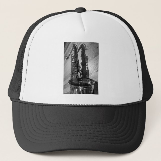 Casquette Saxophone ténor noir et blanc (Devant)