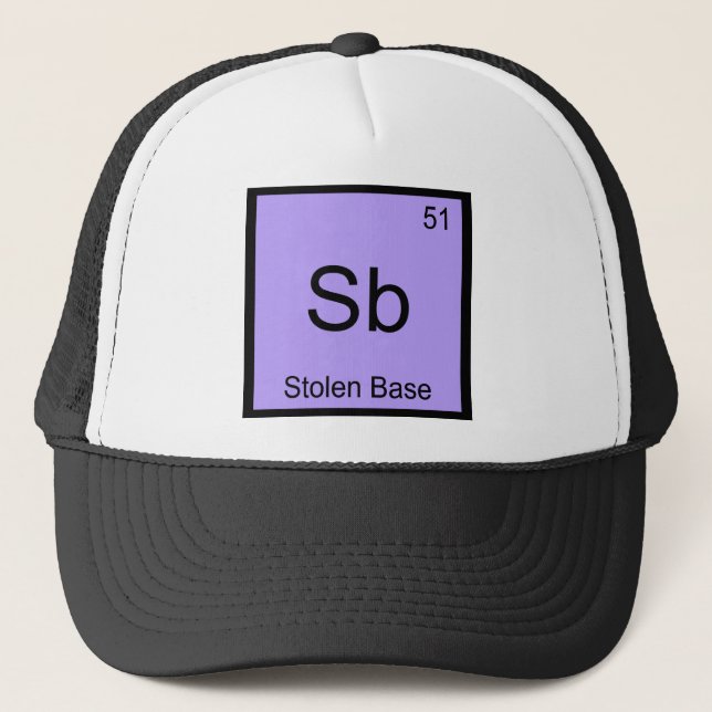 Casquette Sb - Base volée Symbole d'élément chimique Basebal (Devant)