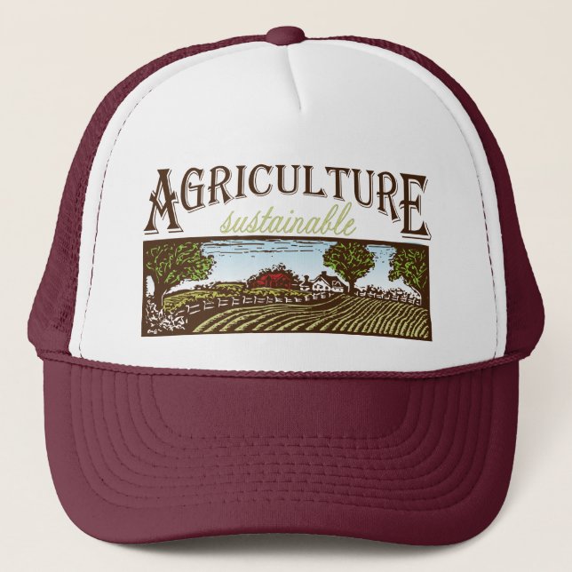 Casquette Scène de ferme d'agriculture durable (Devant)