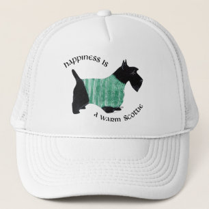 Casquette Scottie dans un pull rayé vert