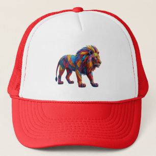 Casquette Sculpture de lion en mosaïque colorée