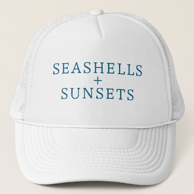 Casquette Seashells & Sunsets Hat Vacation Beach Custom Cap (Devant)