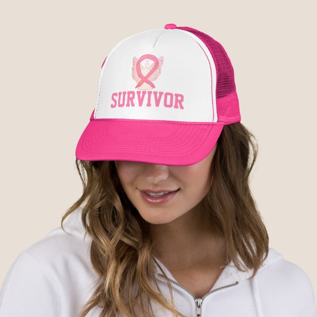 Casquette Sensibilisation au cancer du sein Angel Ribbon Sur (En situation)