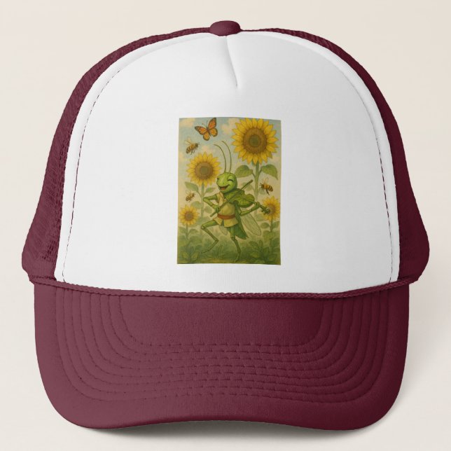 Casquette Sérénade d'été : Joyeux violoniste de sauterelles (Devant)
