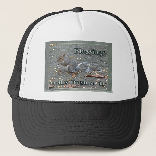 Casquette Série de Bénédictions de Noël d'écureuil gris (Devant)