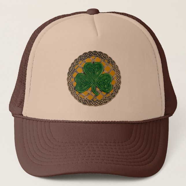 Casquette Shamrock, treillis Et Noeuds Celtiques Sur Casquet (Devant)
