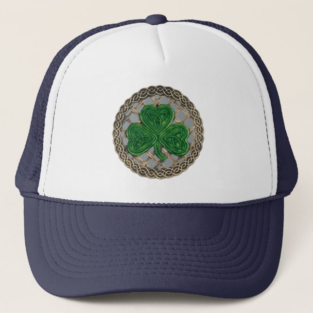 Casquette Shamrock, treillis Et Noeuds Celtiques Sur Casquet (Devant)