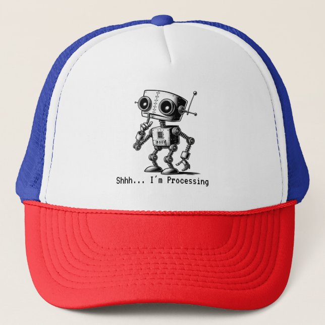 Casquette Shhh Robot - Shhh... Je traite (Devant)