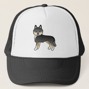Casquette Siberian Husky noir et feu Chien de dessin animé m
