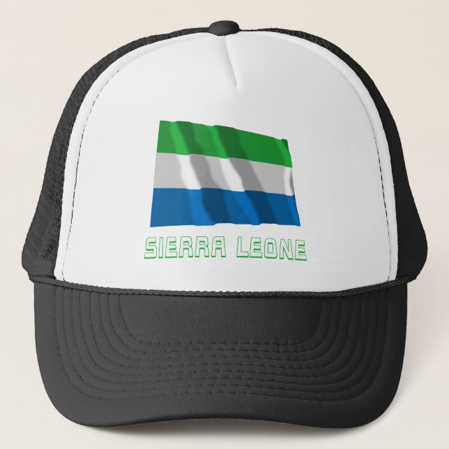 Casquette Sierra Leone ondulant le drapeau avec le nom (Devant)