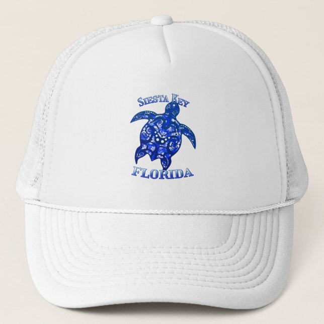 Casquette Siesta Key Florida Vacances Tortue tribale (Devant)