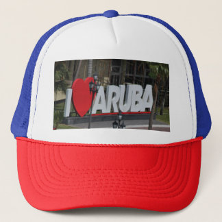 Casquette sign "I Love Aruba", photography