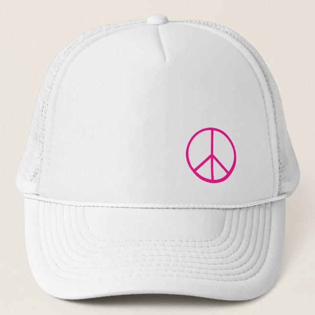 Casquette Signe de paix rose moderne blanc (Devant)