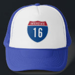 CASQUETTE SIGNE INTERNATIONALE DU 16E ANNIVERSAIRE<br><div class="desc">Un panneau de route interétatique personnalisable pour un anniversaire marquant pour un enfant de 16 ans excité à l'idée d'obtenir son permis de conduire.</div>