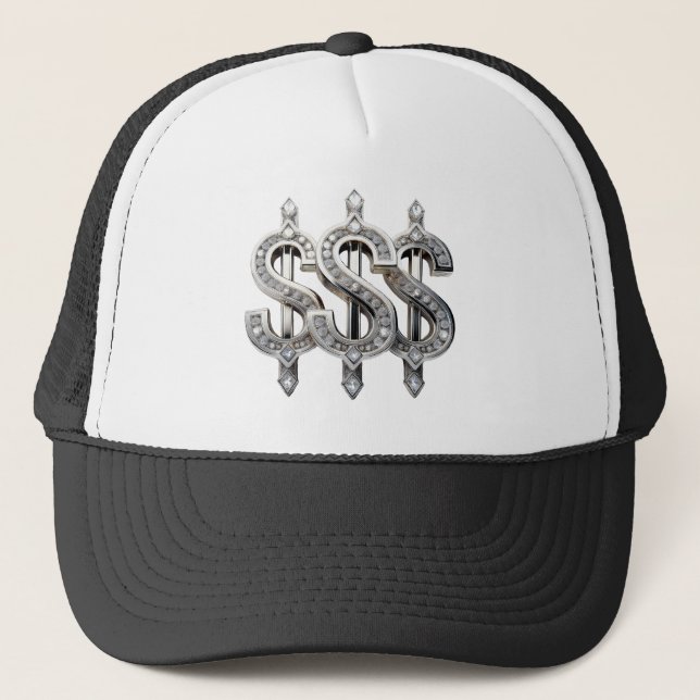 Casquette Signes Dollar Argent "Drippin" avec la glace (Devant)