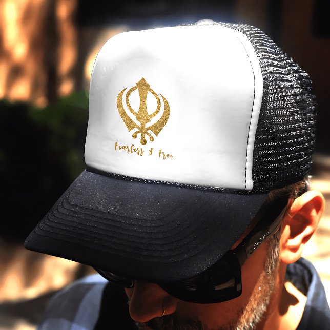 Casquette Sikh Khanda "Sans peur et libre" (Créateur téléchargé)