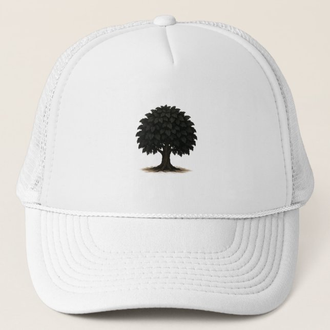 Casquette Silhouette d'Arbre Noir – Chapeau de Nat (Devant)