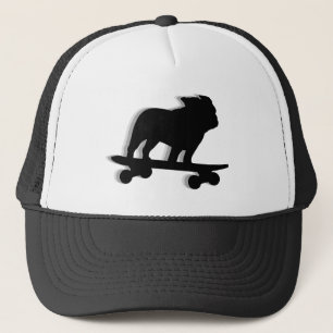 Casquette Silhouette de bouledogue en skateboard