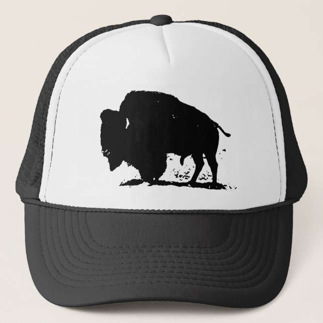 Casquette Silhouette de buffle noir et blanc (Devant)