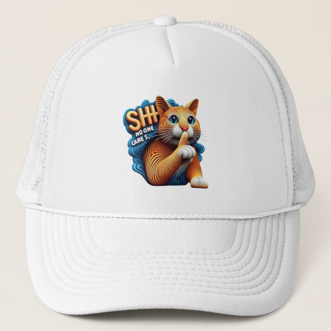 Casquette Silhouette De Chat Majestueuse Avec Shhh Personne  (Devant)