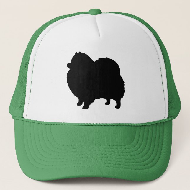 Casquette Silhouette de chien noir Poméranie (Devant)