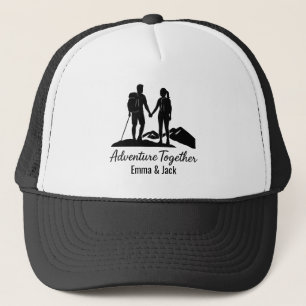 Casquette Silhouette de couple de randonnée minimaliste pers