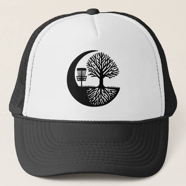 Casquette Silhouette de disque de golf noir et blanc  (Devant)