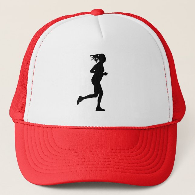 Casquette Silhouette de fille de coureur (Devant)