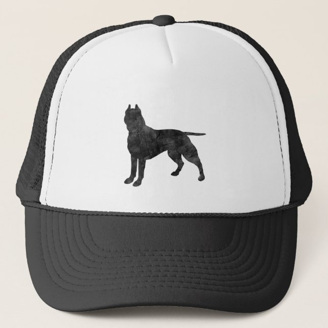 Casquette Silhouette de grunge de chien de pitbull (Devant)