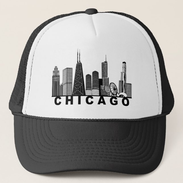 Casquette Silhouette de l'horizon de Chicago  (Devant)